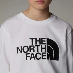 Hot The North Face Easy T-shirt Med Lange ærmer Til Unge TNF White