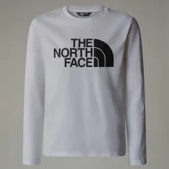 Hot The North Face Easy T-shirt Med Lange ærmer Til Unge TNF White