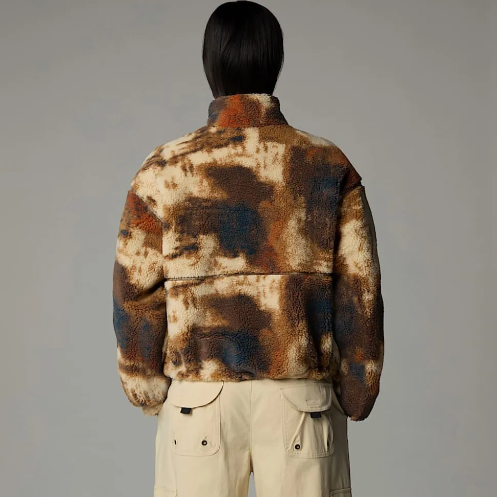 Cheap The North Face Extreme Pile Pullover Fleece Til Damer Gravel TNF Bleach Dye Print-TNF Black