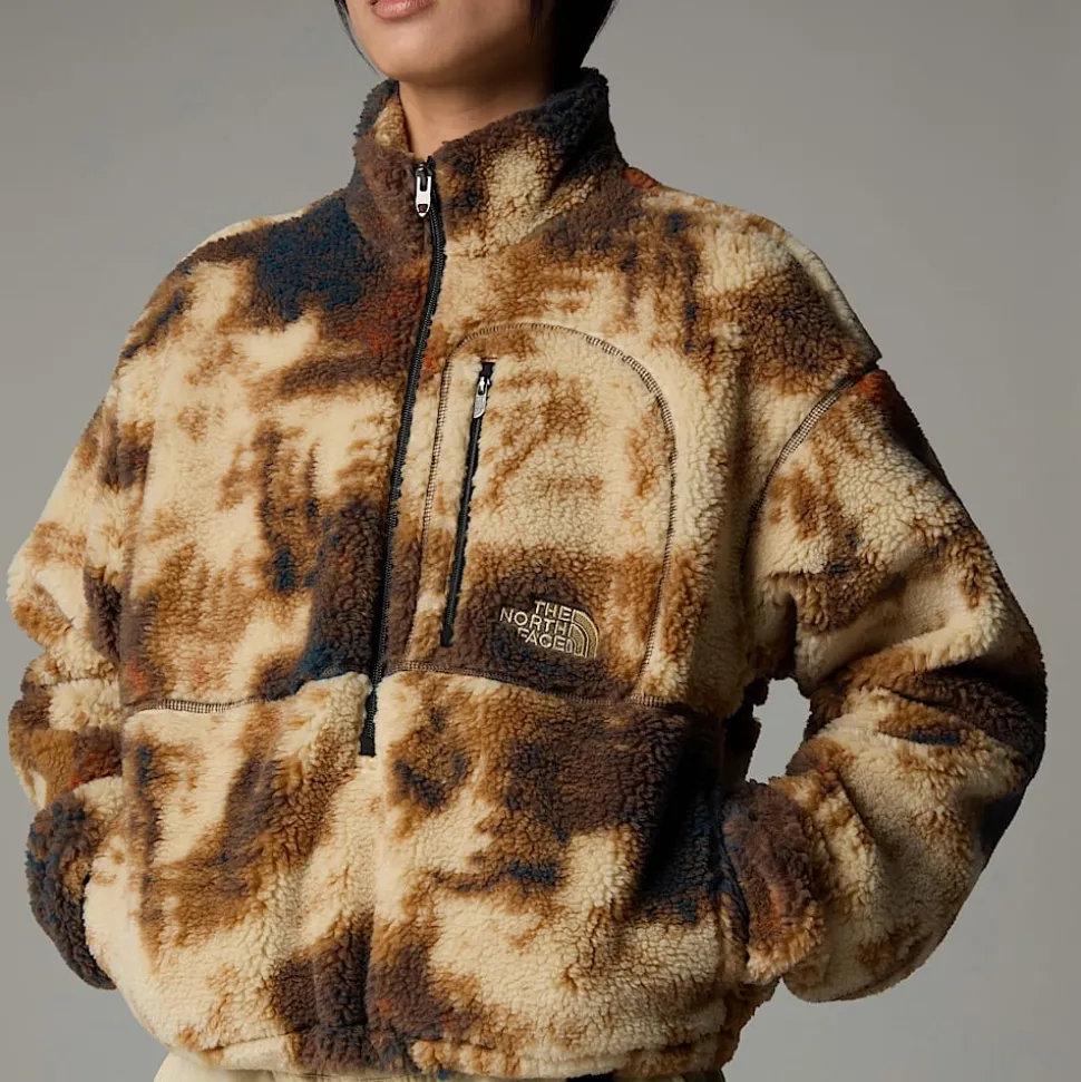 Cheap The North Face Extreme Pile Pullover Fleece Til Damer Gravel TNF Bleach Dye Print-TNF Black