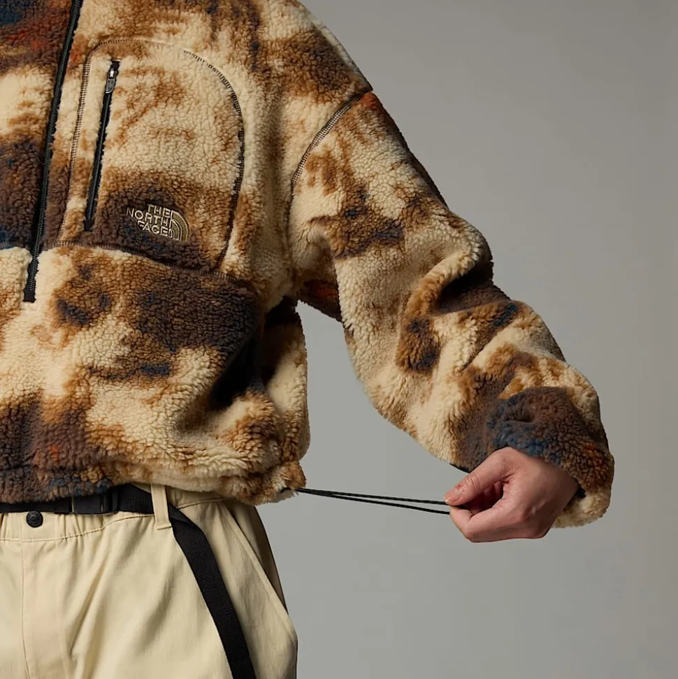 Cheap The North Face Extreme Pile Pullover Fleece Til Damer Gravel TNF Bleach Dye Print-TNF Black