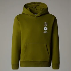 Fashion The North Face Flower Graphic Relaxed Hættetrøje Til Piger Forest Olive