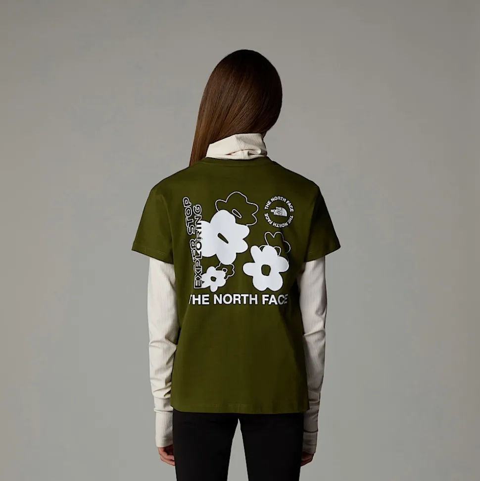 Shop The North Face Flower Graphic Relaxed T-shirt Til Piger Forest Olive