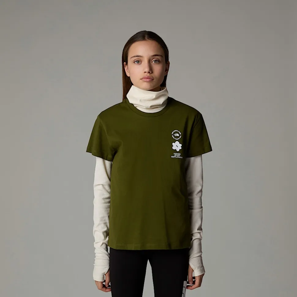 Shop The North Face Flower Graphic Relaxed T-shirt Til Piger Forest Olive