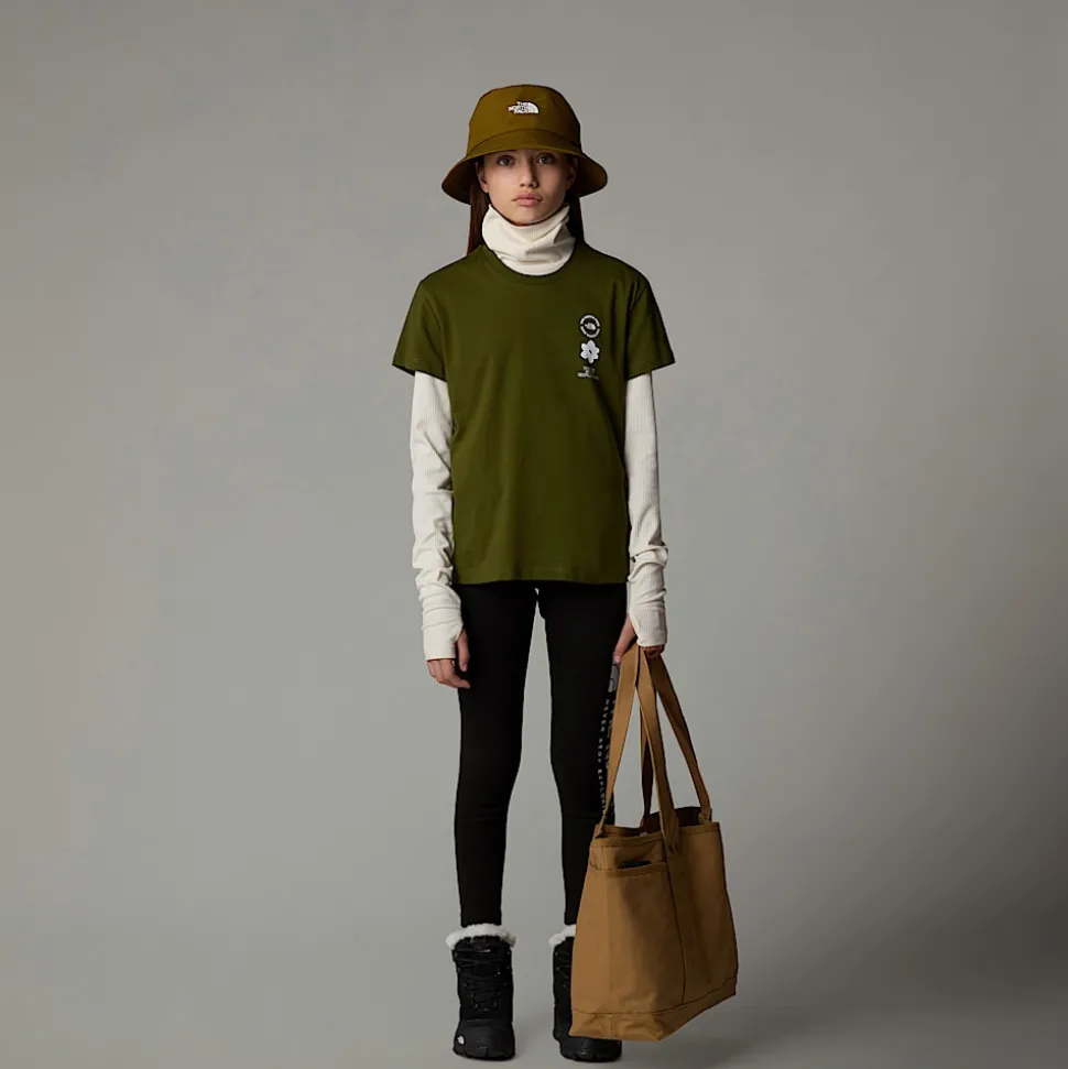 Shop The North Face Flower Graphic Relaxed T-shirt Til Piger Forest Olive
