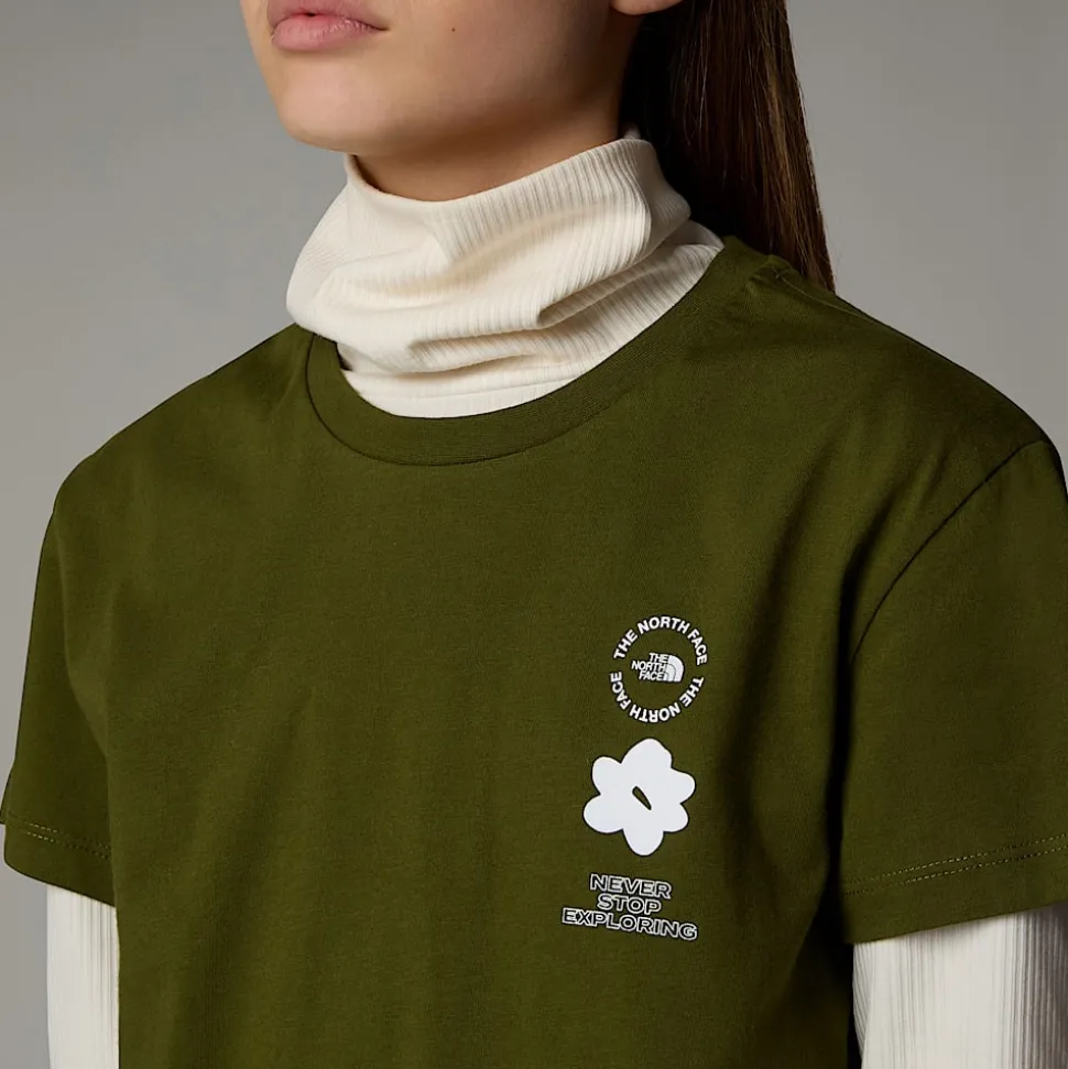 Shop The North Face Flower Graphic Relaxed T-shirt Til Piger Forest Olive
