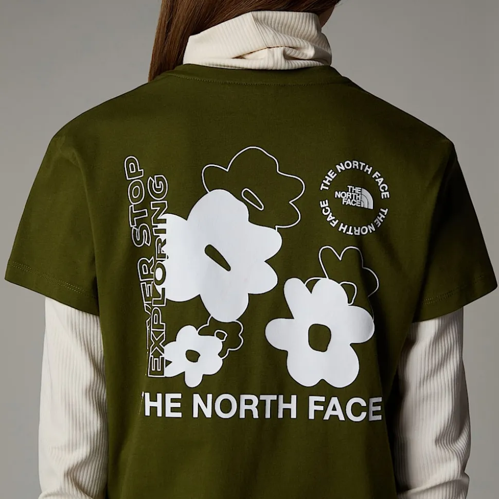 Shop The North Face Flower Graphic Relaxed T-shirt Til Piger Forest Olive