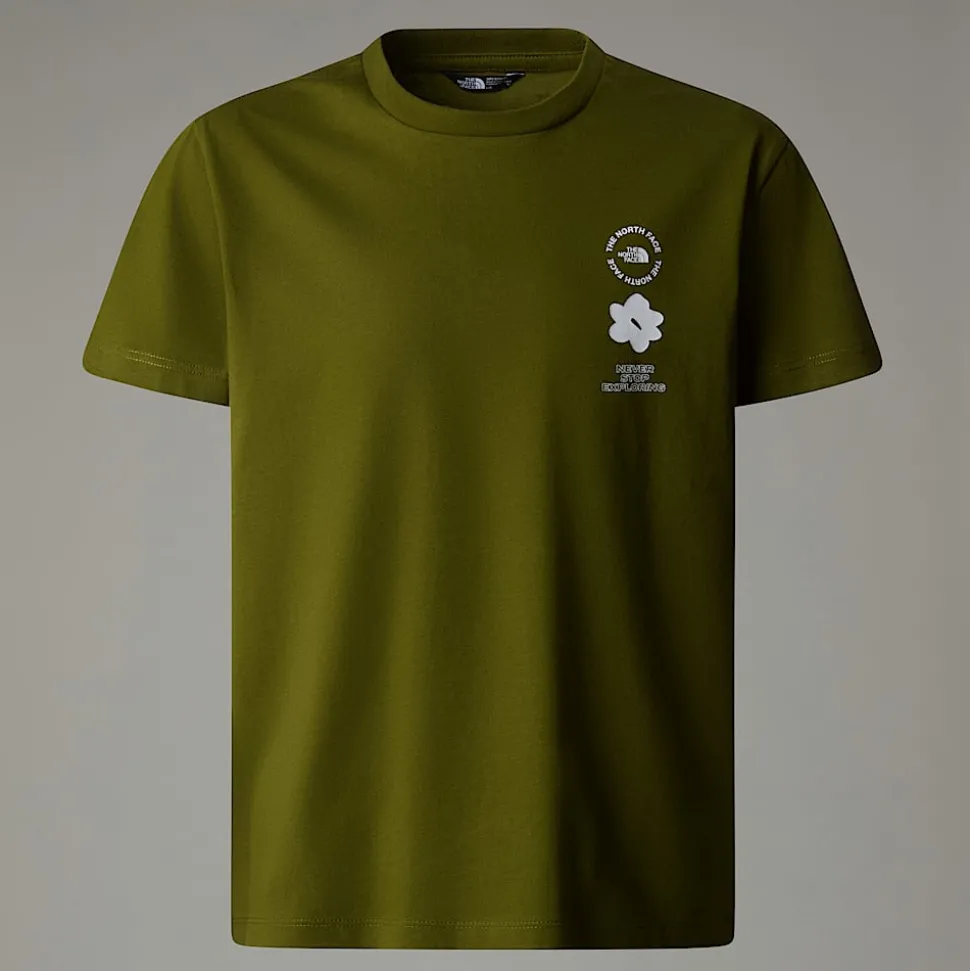 Shop The North Face Flower Graphic Relaxed T-shirt Til Piger Forest Olive