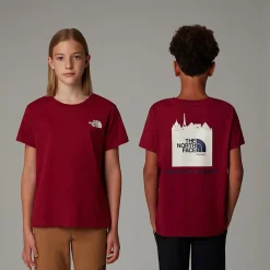Store The North Face France Redbox T-shirt Til Unge Beetroot-White Dune