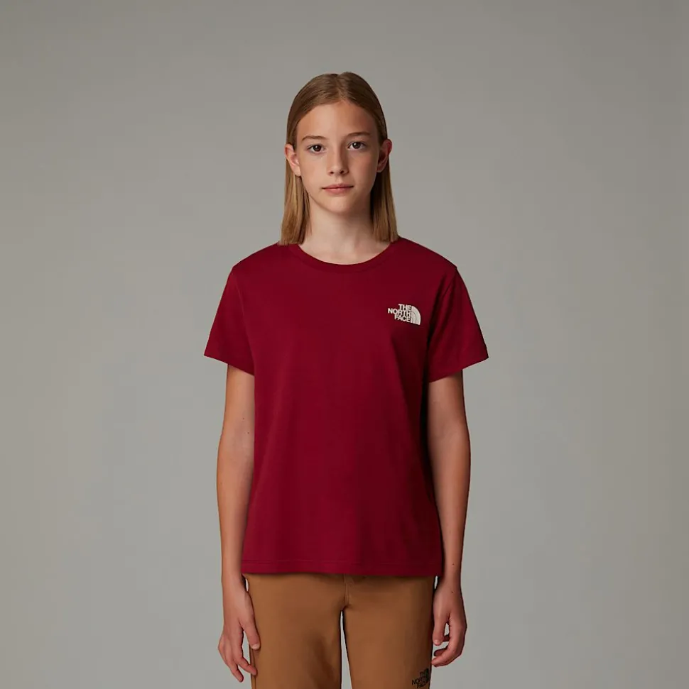 Store The North Face France Redbox T-shirt Til Unge Beetroot-White Dune