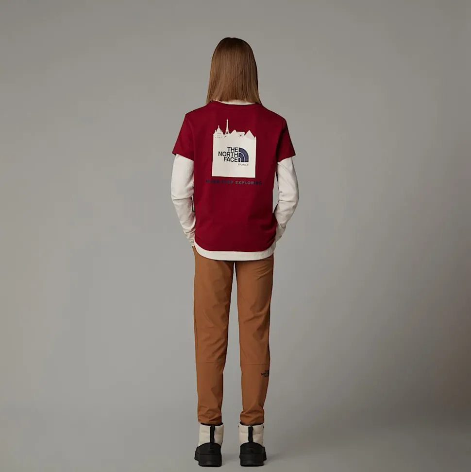 Store The North Face France Redbox T-shirt Til Unge Beetroot-White Dune