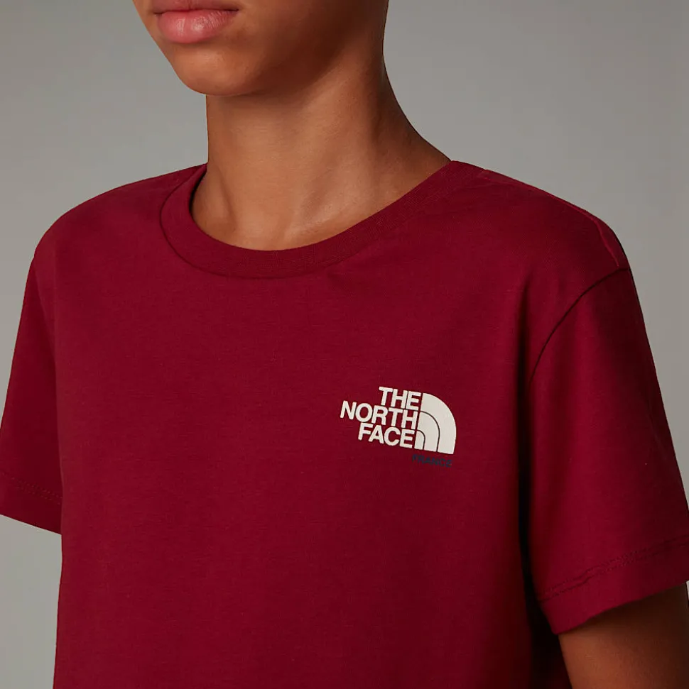 Store The North Face France Redbox T-shirt Til Unge Beetroot-White Dune