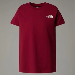 Store The North Face France Redbox T-shirt Til Unge Beetroot-White Dune