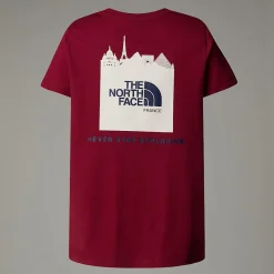 Store The North Face France Redbox T-shirt Til Unge Beetroot-White Dune