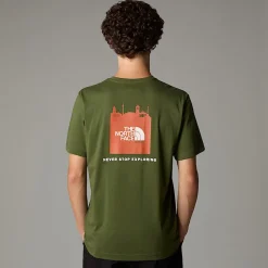 Cheap The North Face Germany Redbox T-shirt Til Herrer Terrarium Green - Bombay Orange - White Dune