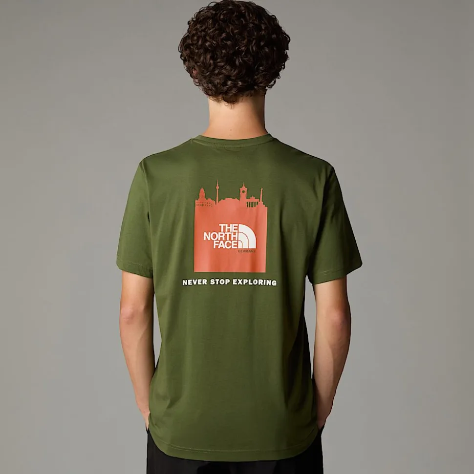 Cheap The North Face Germany Redbox T-shirt Til Herrer Terrarium Green - Bombay Orange - White Dune