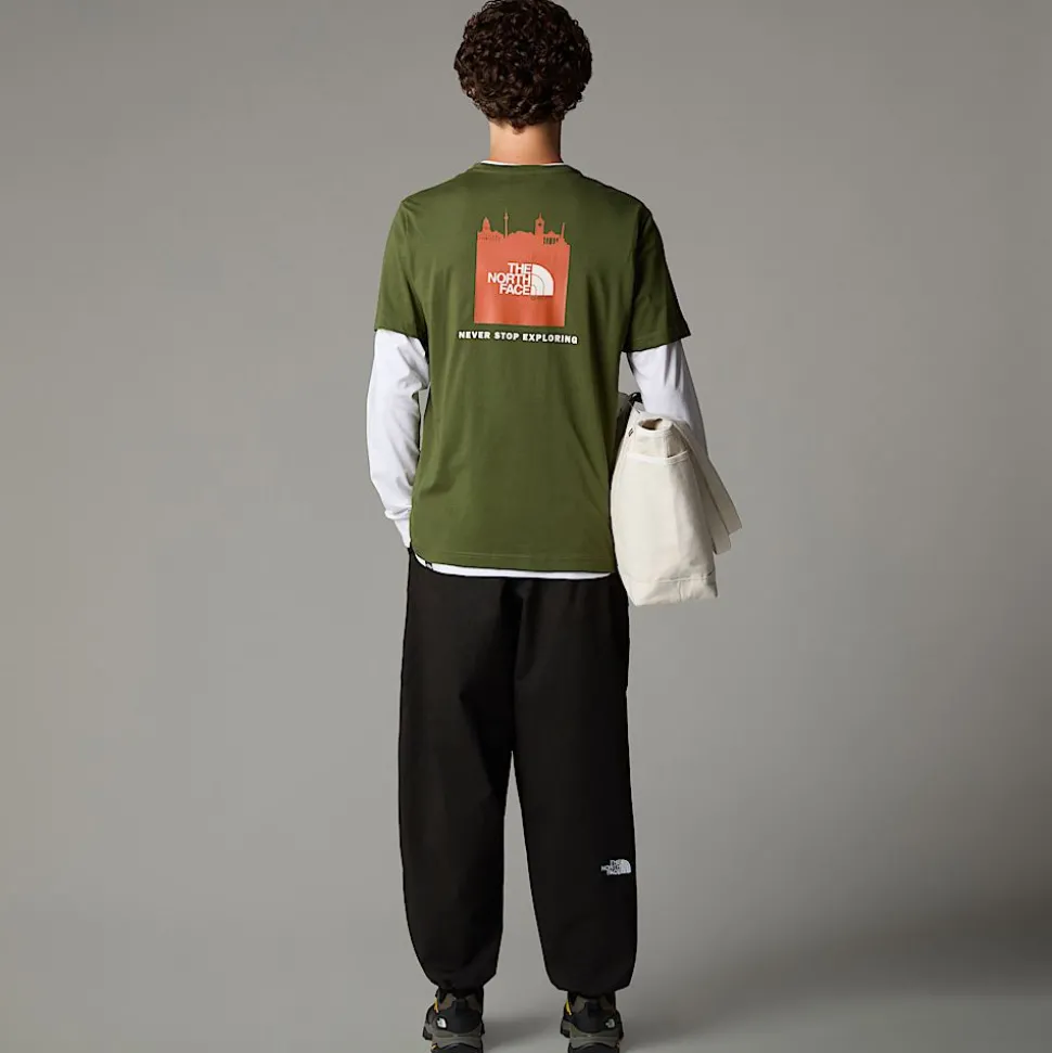 Cheap The North Face Germany Redbox T-shirt Til Herrer Terrarium Green - Bombay Orange - White Dune