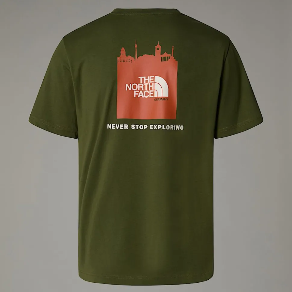 Cheap The North Face Germany Redbox T-shirt Til Herrer Terrarium Green - Bombay Orange - White Dune