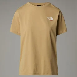 New The North Face Germany Redbox T-shirt Til Damer Khaki Stone - TNF Red - White Dune