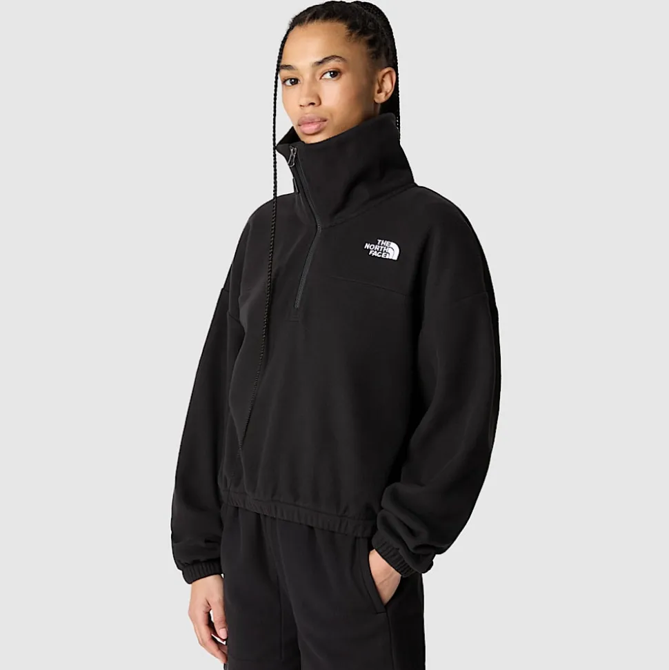 Outlet The North Face Glacier Fleece Med Kvart Lynlås Til Damer TNF Black