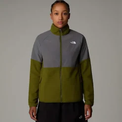 Fashion The North Face Glacier Heavyweight Fleece Med Lynlås Til Damer Forest Olive-Smoked Pearl