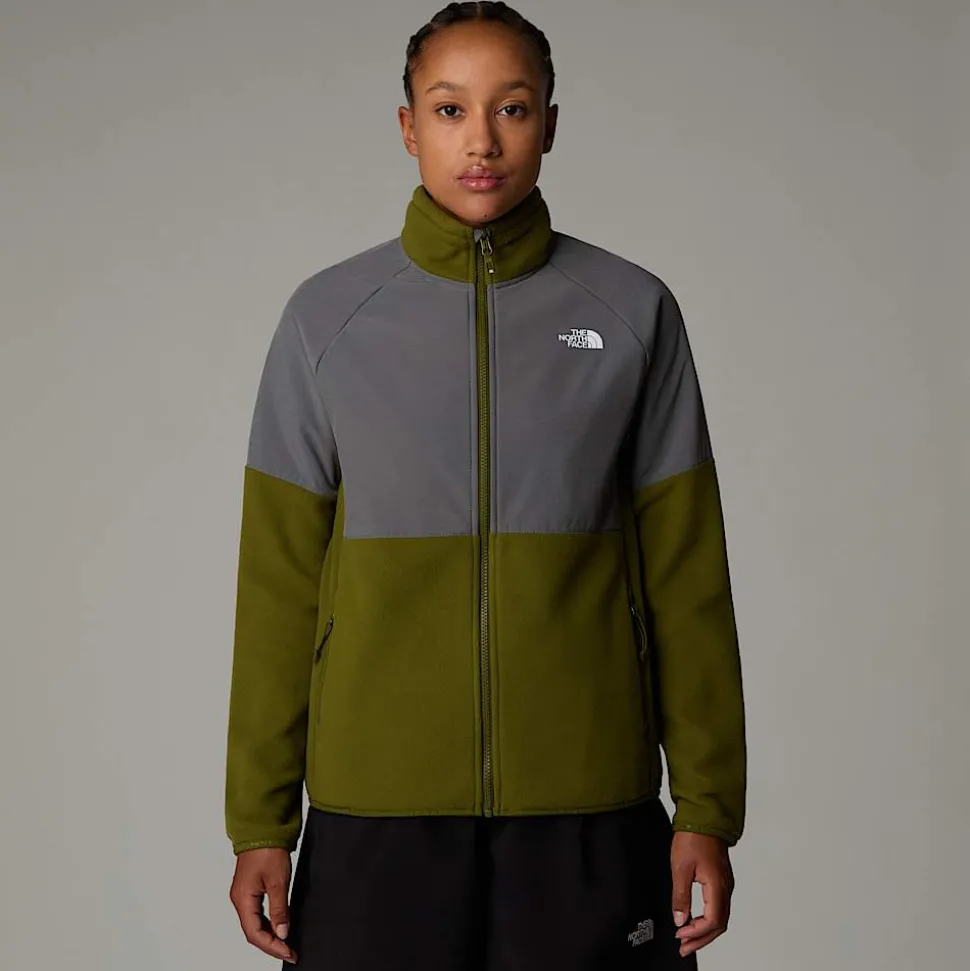 Fashion The North Face Glacier Heavyweight Fleece Med Lynlås Til Damer Forest Olive-Smoked Pearl