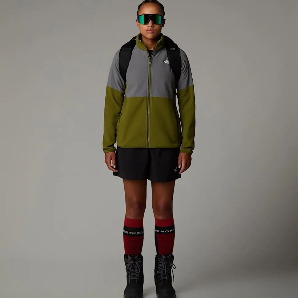 Fashion The North Face Glacier Heavyweight Fleece Med Lynlås Til Damer Forest Olive-Smoked Pearl