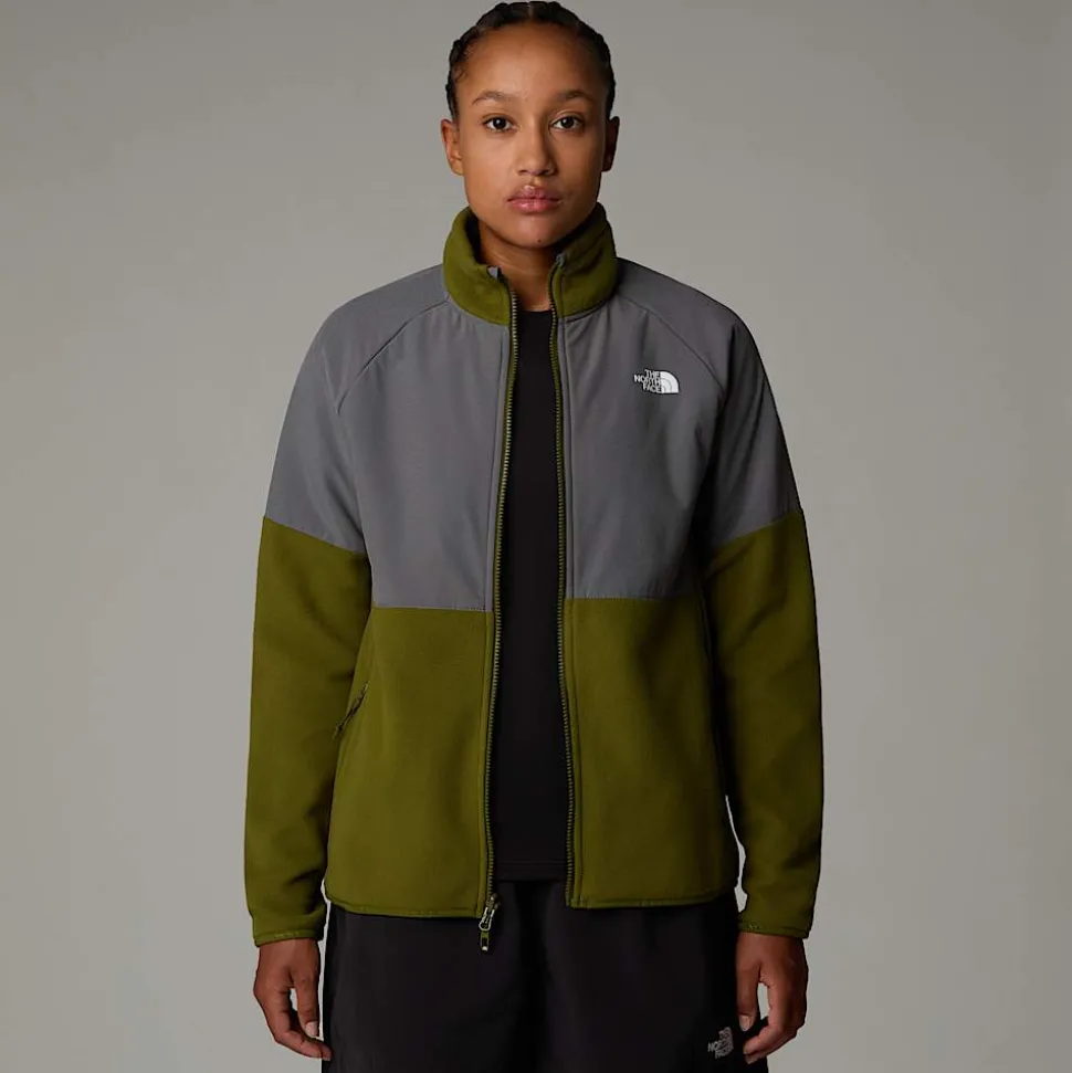 Fashion The North Face Glacier Heavyweight Fleece Med Lynlås Til Damer Forest Olive-Smoked Pearl