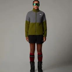 Fashion The North Face Glacier Heavyweight Fleece Med Lynlås Til Damer Forest Olive-Smoked Pearl