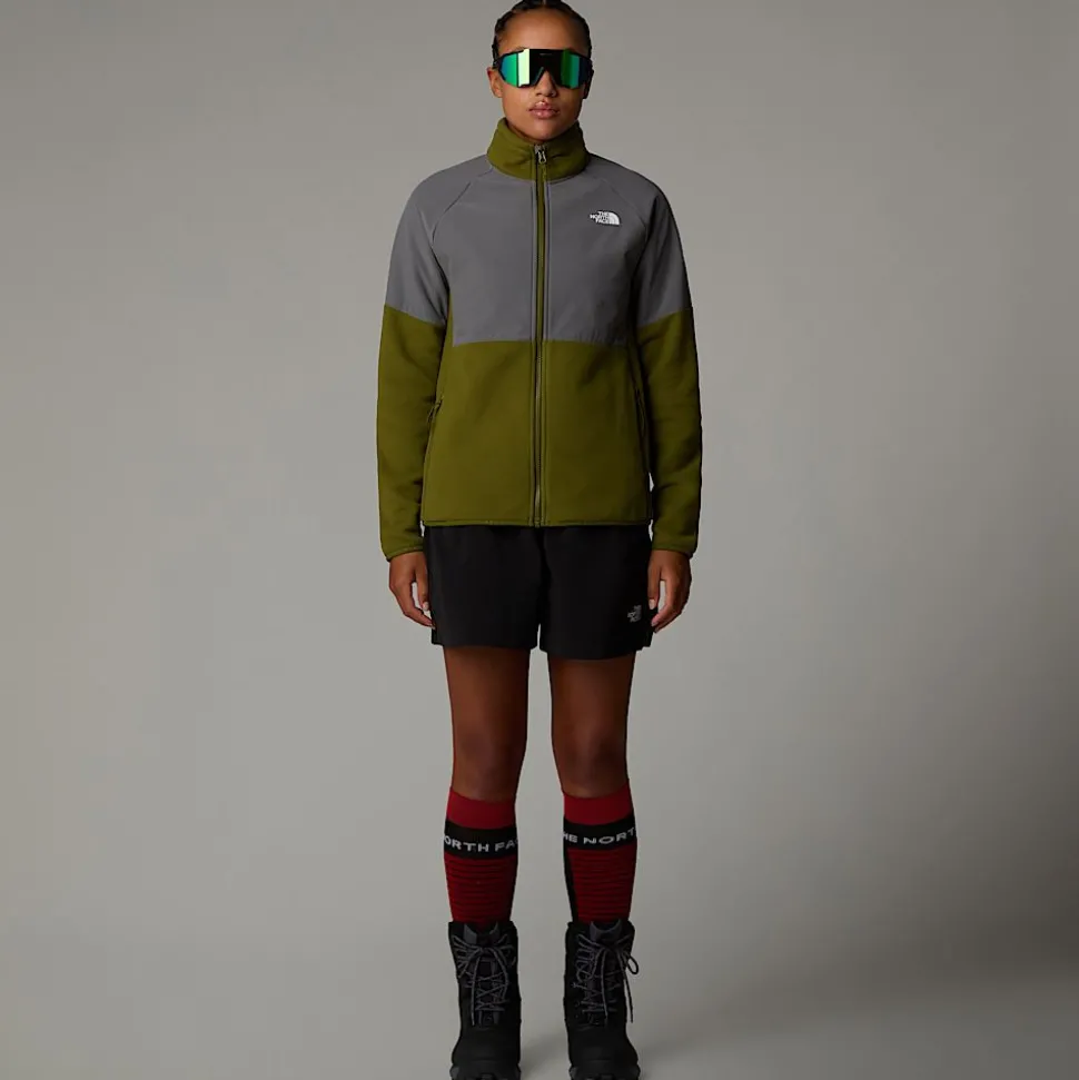 Fashion The North Face Glacier Heavyweight Fleece Med Lynlås Til Damer Forest Olive-Smoked Pearl