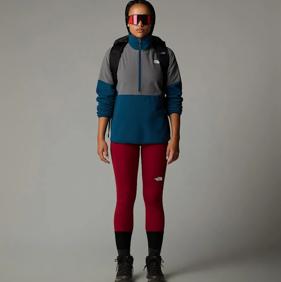 Cheap The North Face Glacier Heavyweight Fleece Med Halv Lynlås Til Damer Midnight Petrol-Smoked Pearl