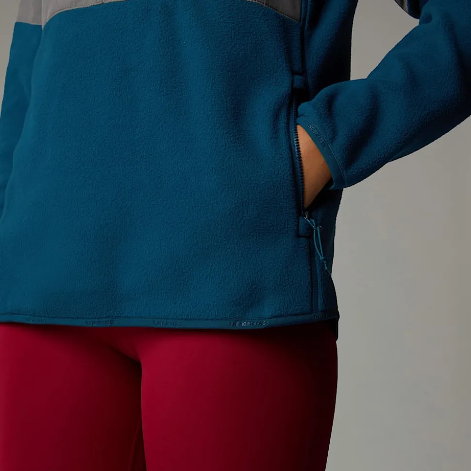 Cheap The North Face Glacier Heavyweight Fleece Med Halv Lynlås Til Damer Midnight Petrol-Smoked Pearl