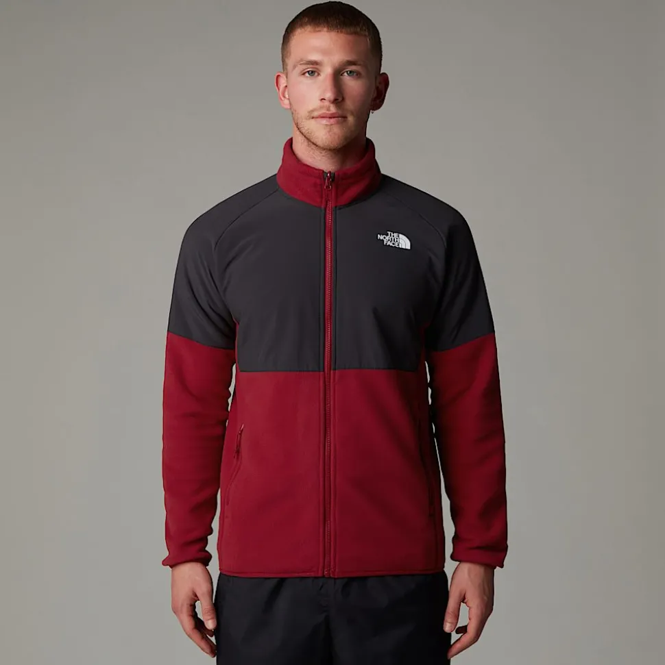 New The North Face Glacier Heavyweight Fleece Med Lynlås Til Herrer Garnet Red-Asphalt Grey