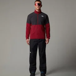 New The North Face Glacier Heavyweight Fleece Med Lynlås Til Herrer Garnet Red-Asphalt Grey