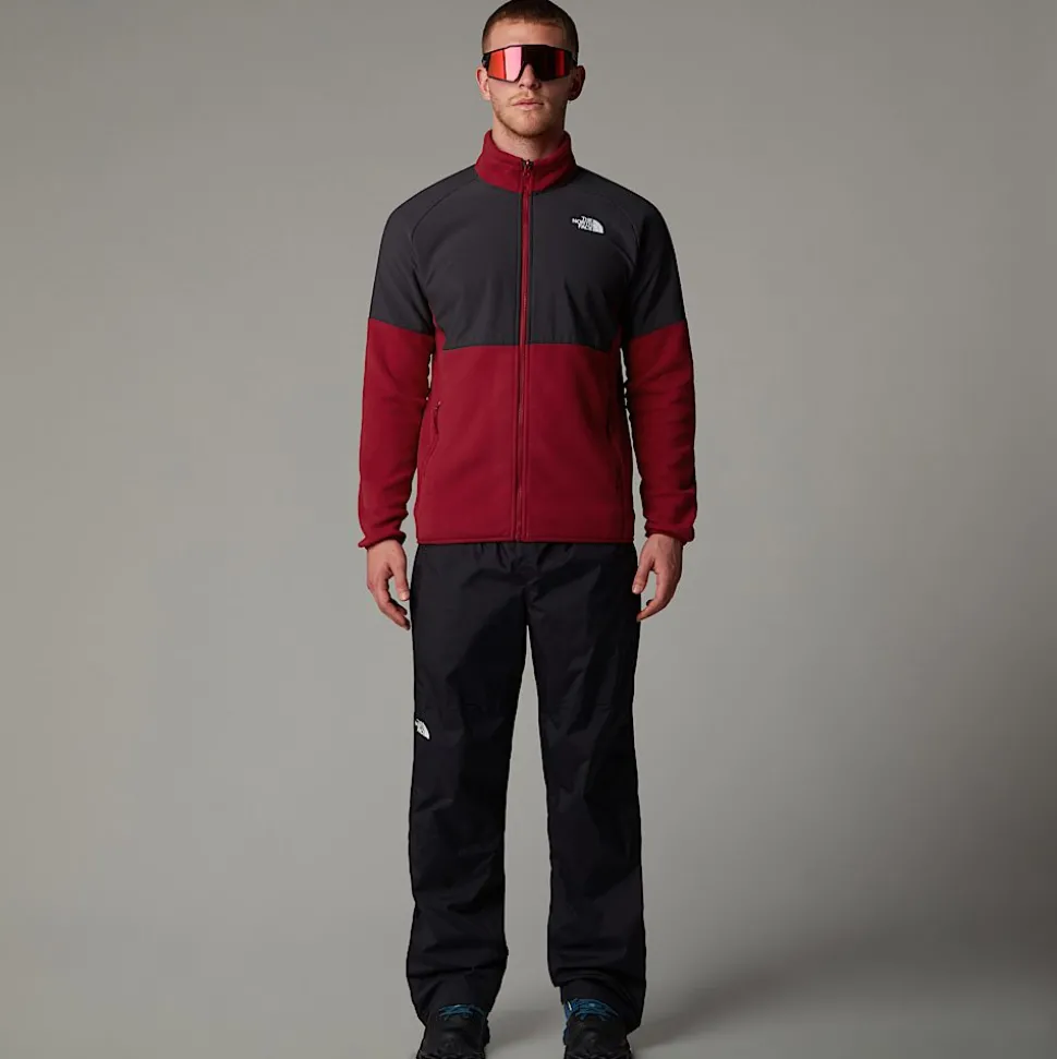 New The North Face Glacier Heavyweight Fleece Med Lynlås Til Herrer Garnet Red-Asphalt Grey