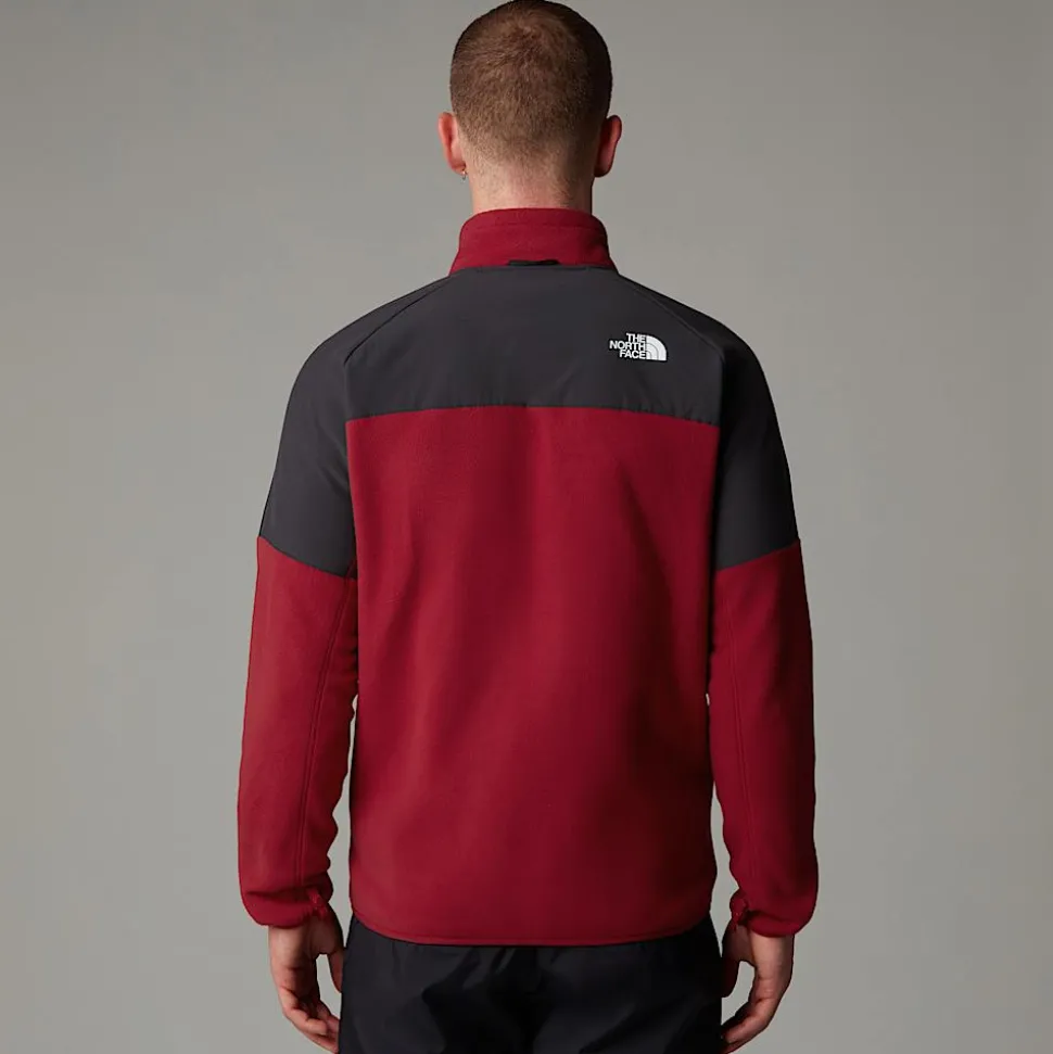 New The North Face Glacier Heavyweight Fleece Med Lynlås Til Herrer Garnet Red-Asphalt Grey