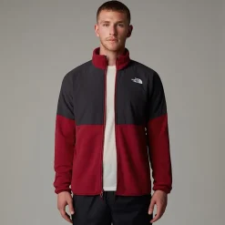 New The North Face Glacier Heavyweight Fleece Med Lynlås Til Herrer Garnet Red-Asphalt Grey