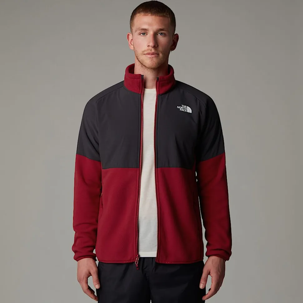 New The North Face Glacier Heavyweight Fleece Med Lynlås Til Herrer Garnet Red-Asphalt Grey