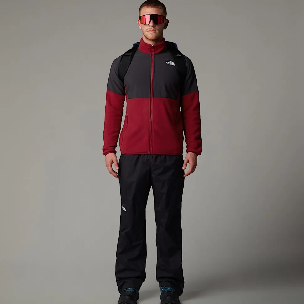 New The North Face Glacier Heavyweight Fleece Med Lynlås Til Herrer Garnet Red-Asphalt Grey
