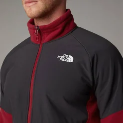New The North Face Glacier Heavyweight Fleece Med Lynlås Til Herrer Garnet Red-Asphalt Grey