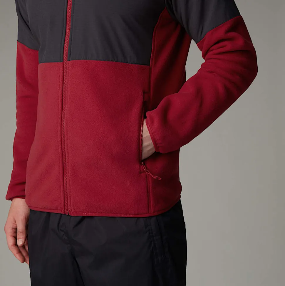 New The North Face Glacier Heavyweight Fleece Med Lynlås Til Herrer Garnet Red-Asphalt Grey