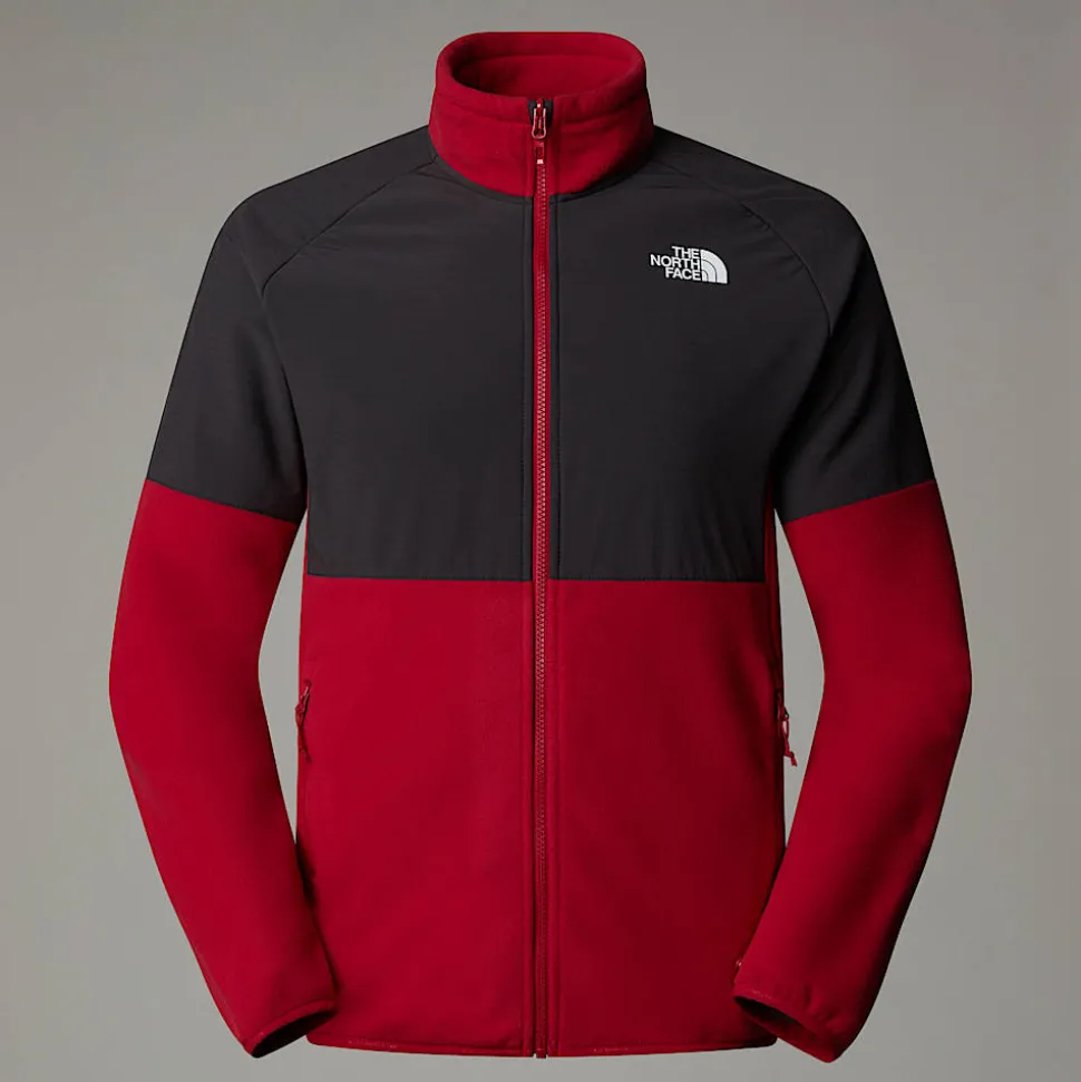 New The North Face Glacier Heavyweight Fleece Med Lynlås Til Herrer Garnet Red-Asphalt Grey