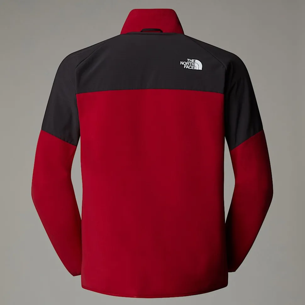 New The North Face Glacier Heavyweight Fleece Med Lynlås Til Herrer Garnet Red-Asphalt Grey