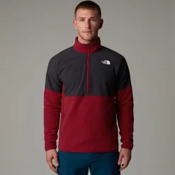 Fashion The North Face Glacier Heavyweight Fleece Med Halv Lynlås Til Herrer Garnet Red-Asphalt Grey