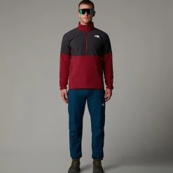 Fashion The North Face Glacier Heavyweight Fleece Med Halv Lynlås Til Herrer Garnet Red-Asphalt Grey