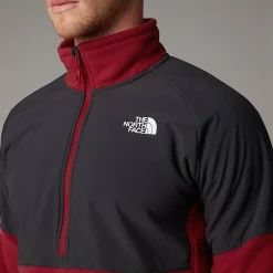Fashion The North Face Glacier Heavyweight Fleece Med Halv Lynlås Til Herrer Garnet Red-Asphalt Grey