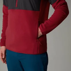 Fashion The North Face Glacier Heavyweight Fleece Med Halv Lynlås Til Herrer Garnet Red-Asphalt Grey