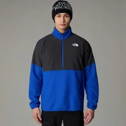 Best Sale The North Face Glacier Heavyweight Fleece Med Halv Lynlås Til Herrer TNF Blue-Asphalt Grey