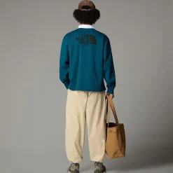 New The North Face Heritage Rugby Sweatshirt Til Herrer Midnight Petrol