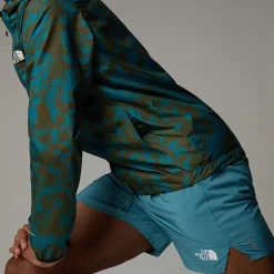 Clearance The North Face Higher Run Vindjakke Til Herrer Algae Blue Mountain Traverse Print